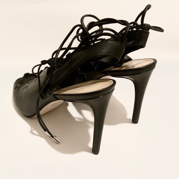 MICHAEL KORS THALIA BLACK LEATHER LACE UP SANDALS STILETTO HEELS SHOES PUMPS 9.5 - Picture 9 of 11